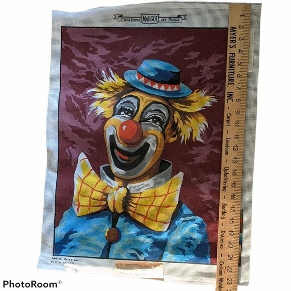 Vtg Creation Margot deParis tapestry canvas clown circus needlepoint - Picture 8 of 9